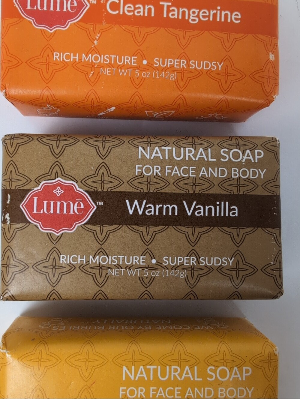 Lume Set Of 3 Soaps Moisturizing. Coconut, Orange, & Vanilla Scented Bar Soap - Picture 4 of 6